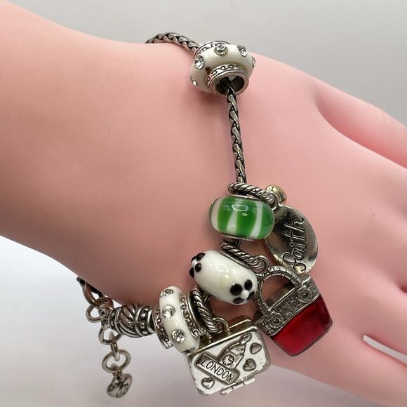 Brighton Snake Chain European Charms Bracelet Silver Tone Statement Chunky - Picture 2 of 7